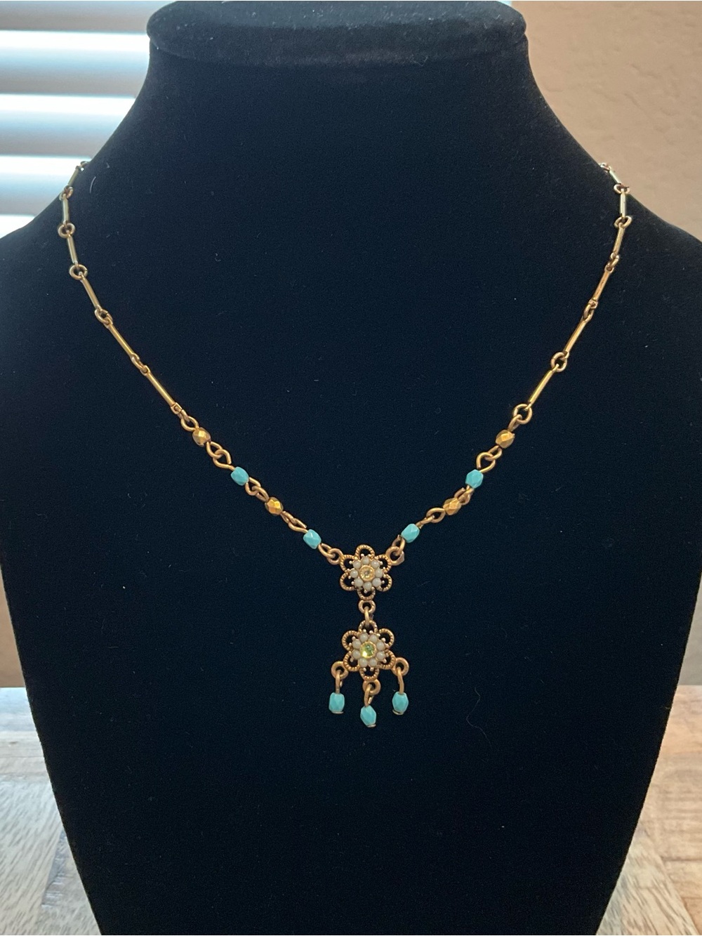 Gold-Tone Turquoise Pendant Necklace - Women Jewelry